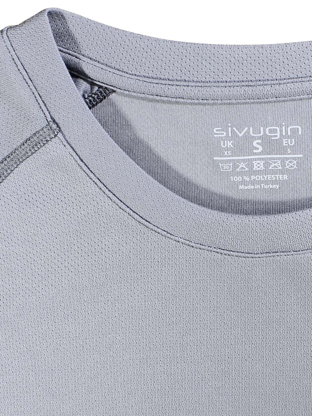 Uzun Kollu Spor Tişört Gri Yaka